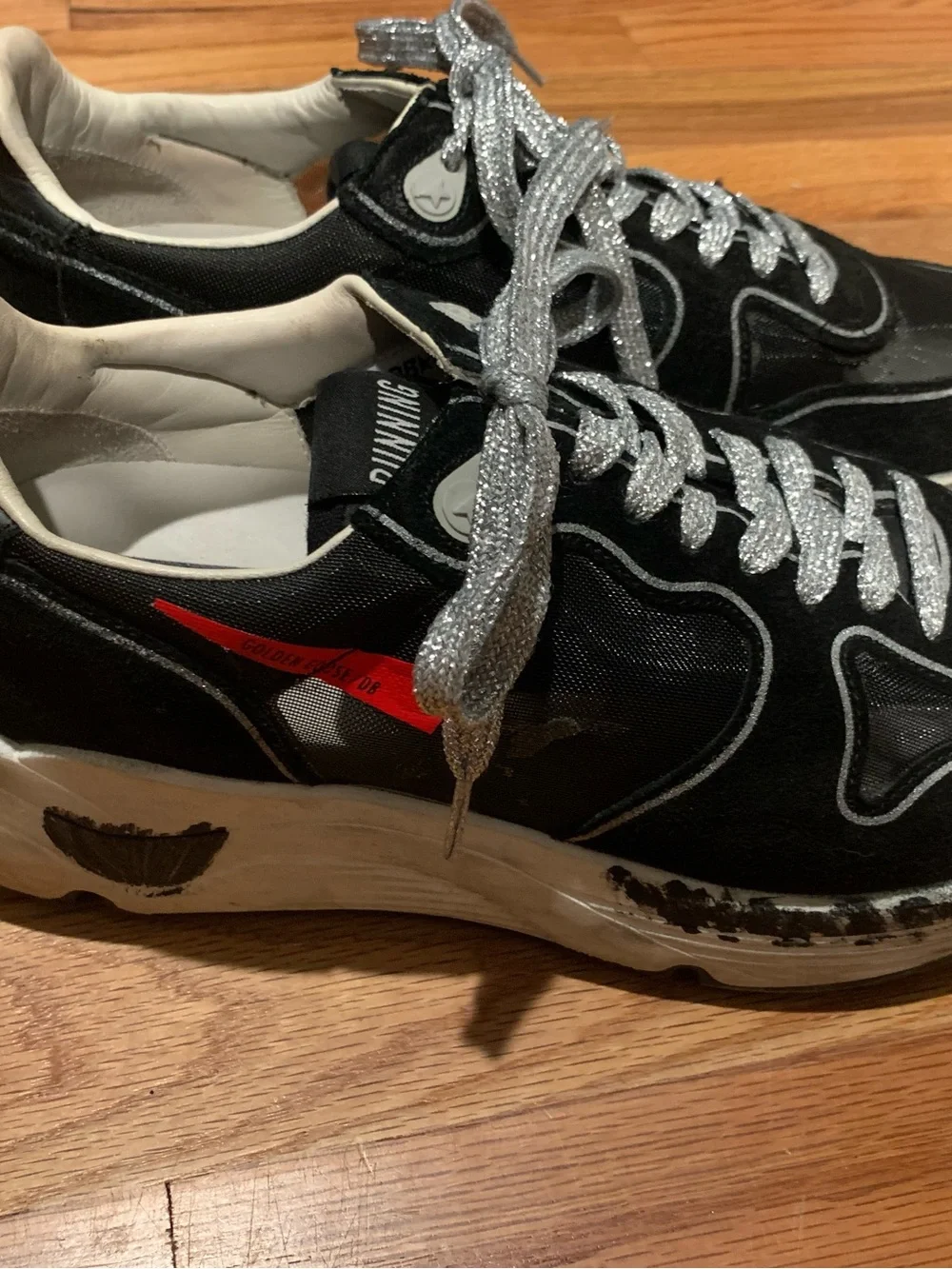 Golden Goose Black Sneakers with Silver Laces